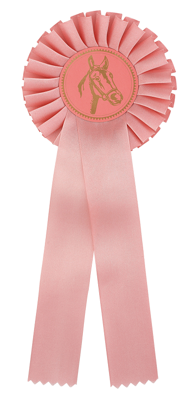 Preisschleife-Turnierschleife mit Emblem Pferdekopf Rosa