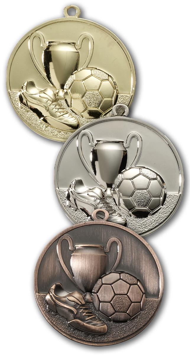 Fußball-Medaille E213 inkl. Band und Beschriftung Silber Unmontiert