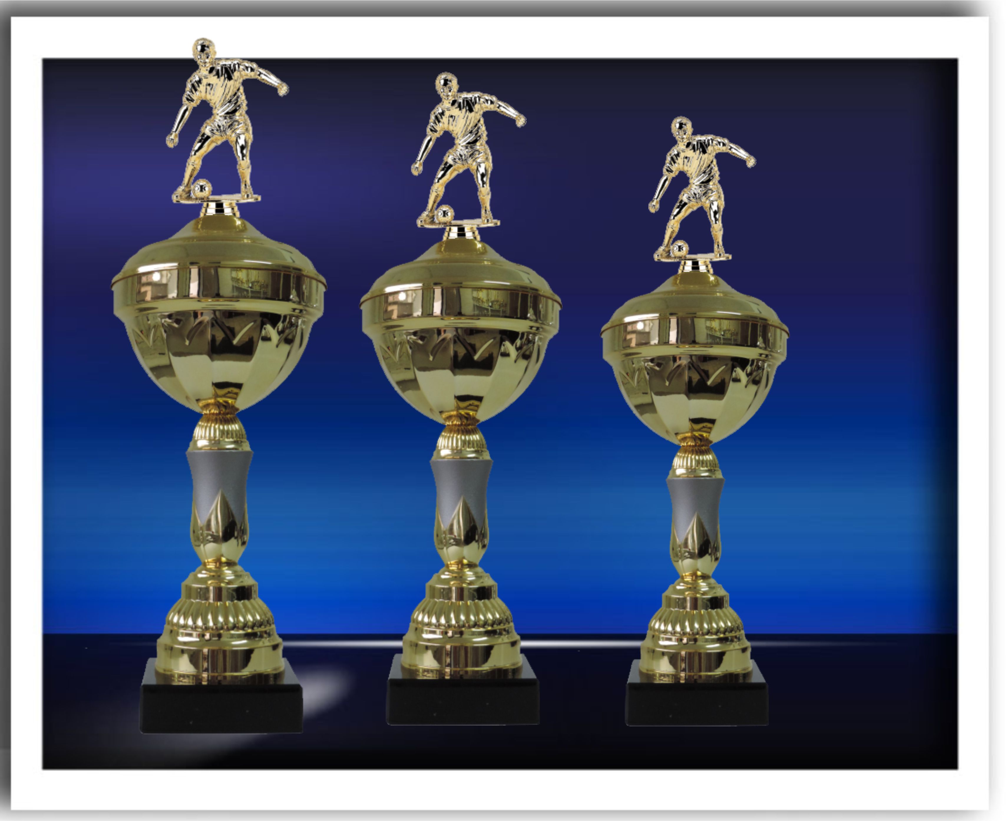 3er-Serie Fußball- Pokale NRW Line   P700-GS-F inkl. Gravur Mini 28,5 / 30,5 und 32,5 cm