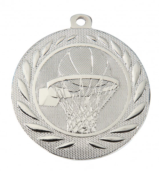 Basketball-Medaille DI5000M inkl. Band und Beschriftung Silber Unmontiert