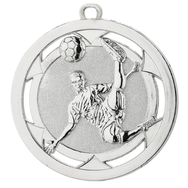 Fußball-Medaille D4A inkl. Band und Beschriftung Silber Unmontiert