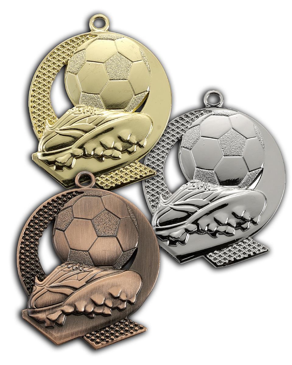 Fußball-Medaille E232 inkl. Band und Beschriftung Silber Unmontiert