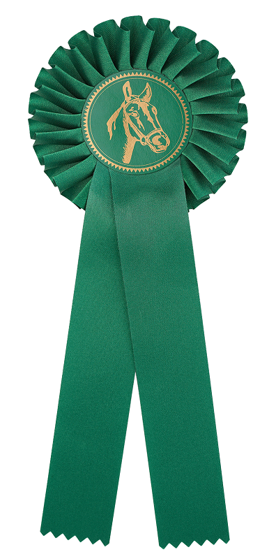 Preisschleife-Turnierschleife mit Emblem Pferdekopf Grün