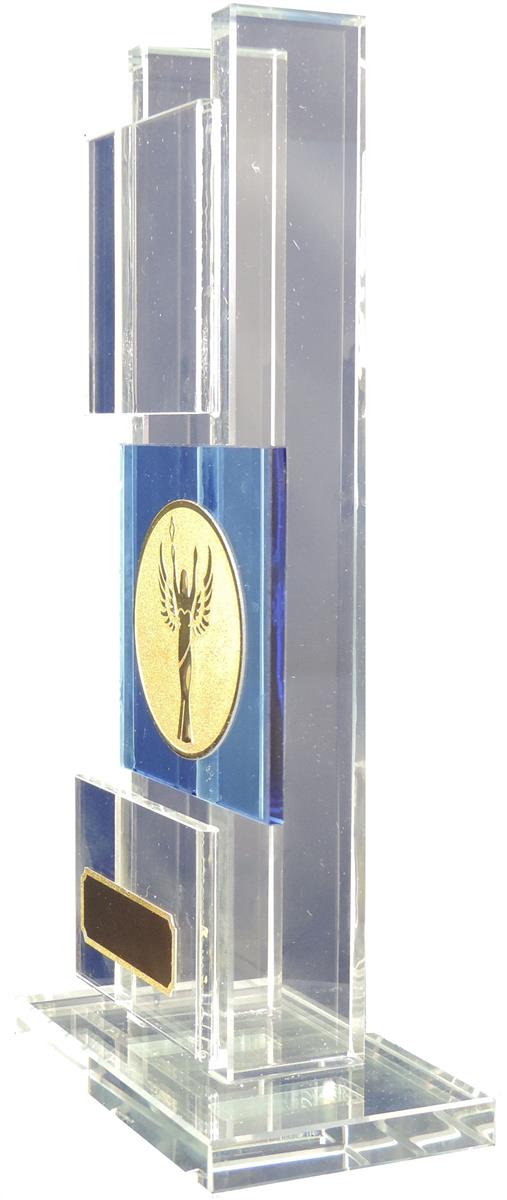 Glas-Säulenpokale W240 inkl. Emblem und Gravur 11 x 21,5 cm