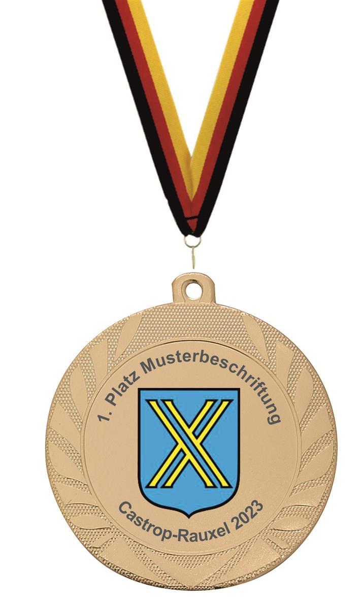 70 mm Medaille M90 inkl. Emblem nach Vorlage Gold Transparent Unmontiert