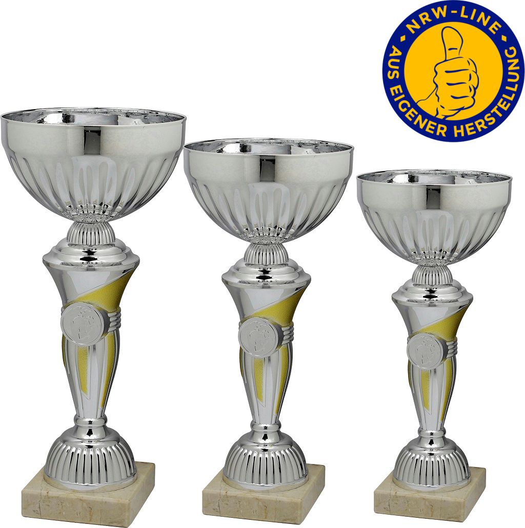 3er-Serie Pokale NRW Line P900-SG inkl. Gravur und Emblem Mini 22,5/23,5 und 25,5cm