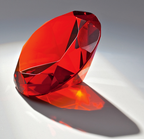 Glas-Diamant-Trophäe Rot inkl. Emblem und Gravur 19 cm