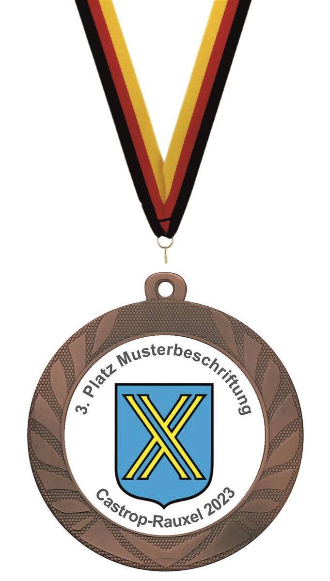 70 mm Medaille M90 inkl. Emblem nach Vorlage Bronze Weiß Unmontiert