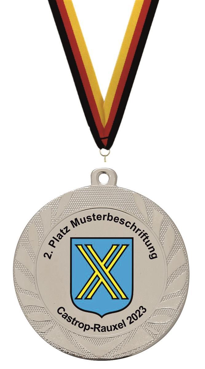 70 mm Medaille M90 inkl. Emblem nach Vorlage Silber Transparent montiert gegen Aufpreis