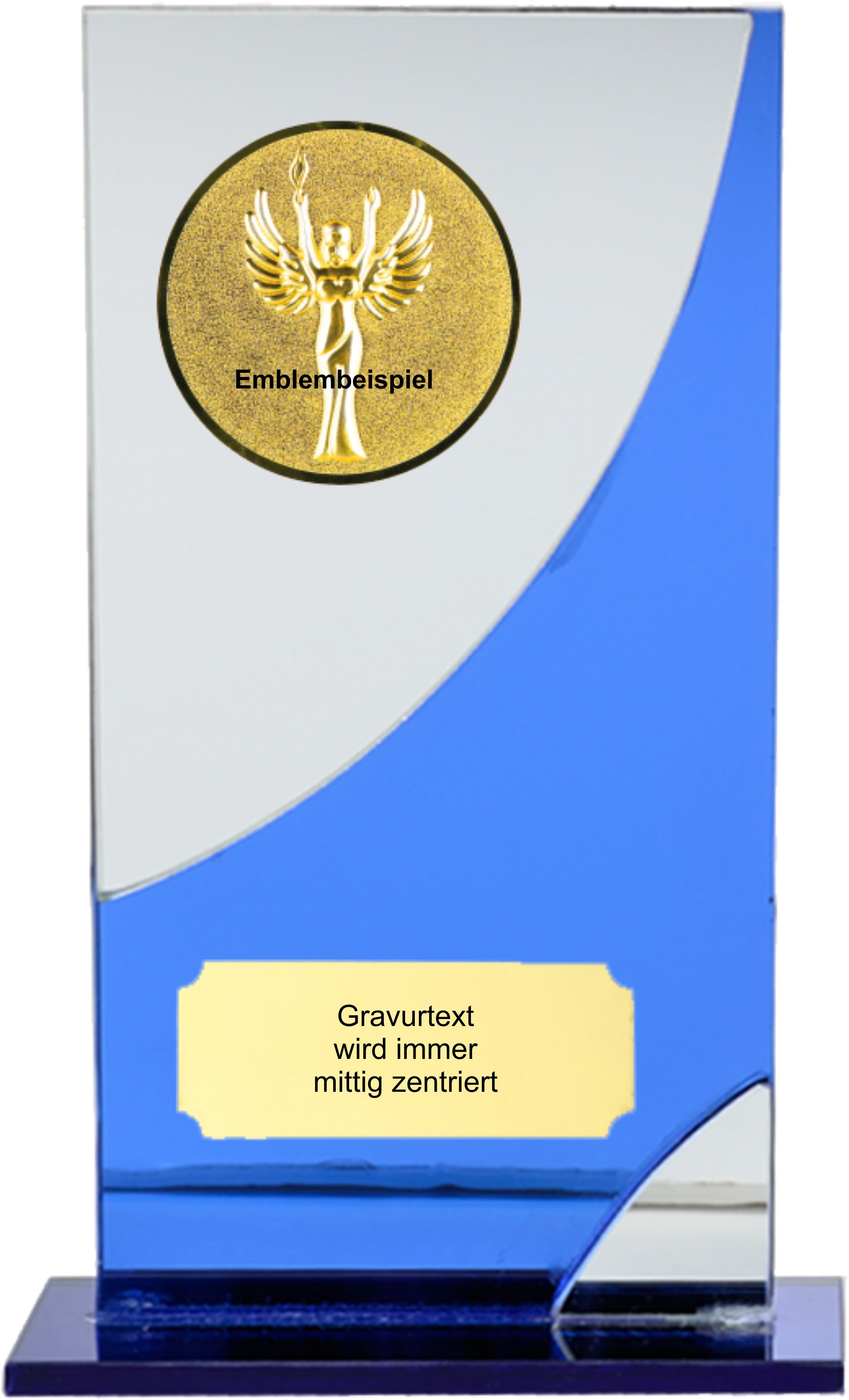 3er Serie Spiegel-Glas-Pokal 147-35 inkl. Emblem und Gravur #1 3er Serie (18, 20 und 22 cm) 