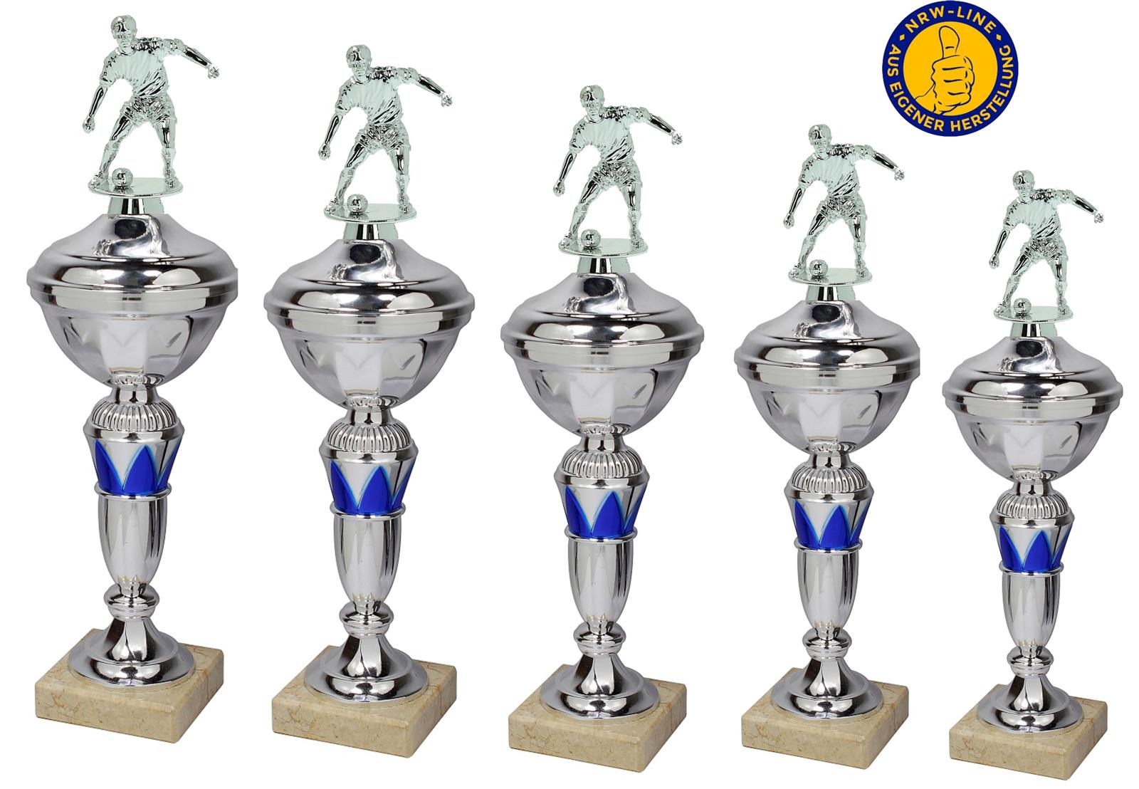 5er-Serie Fußball-Pokale NRW Line P800-BS inkl. Gravur Mini 30,5/31,5/33,5/35 und 37cm
