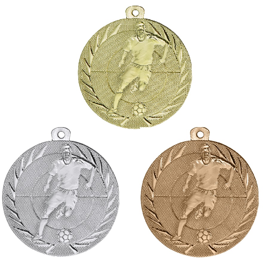 Fußball-Medaille ME75 inkl. Band und Beschriftung Gold Fertig montiert gegen Aufpreis