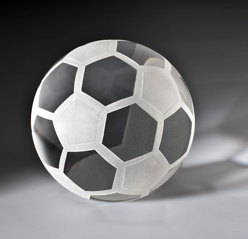Glas-Trophäe Fußball inkl. Emblem und Gravur 20,6 cm
