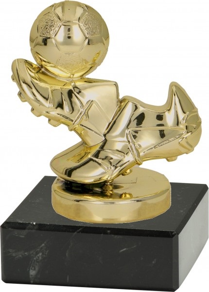 Fußballständer 2D"Schuh mit Ball" 10 cm inkl. Beschriftung Gold