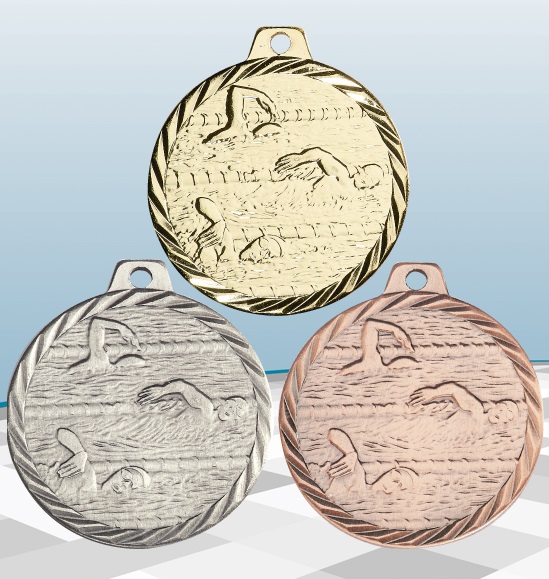 Schwimm-Medaille NZ21 inkl. Band und Beschriftung Silber Fertig montiert gegen Aufpreis