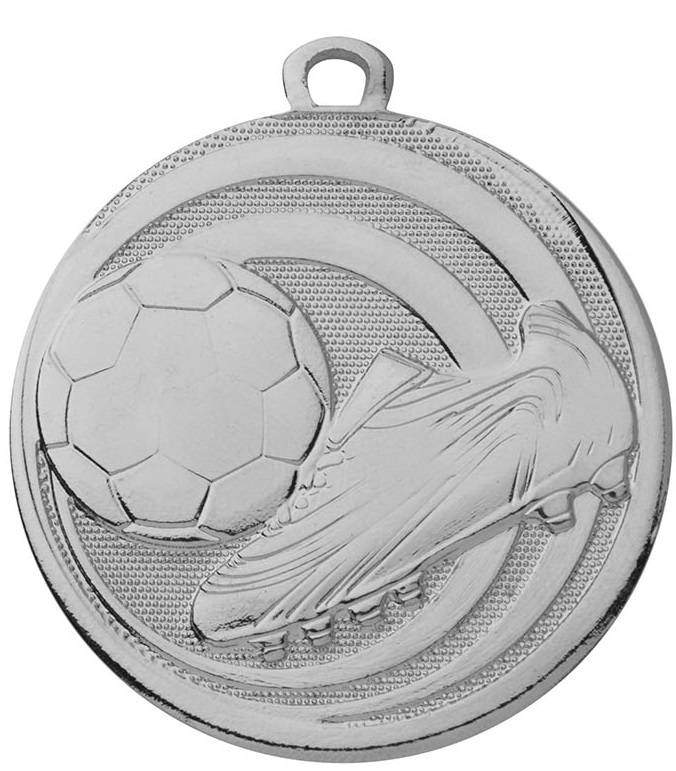 Fußball-Medaille D273 inkl. Band und Beschriftung Silber Unmontiert