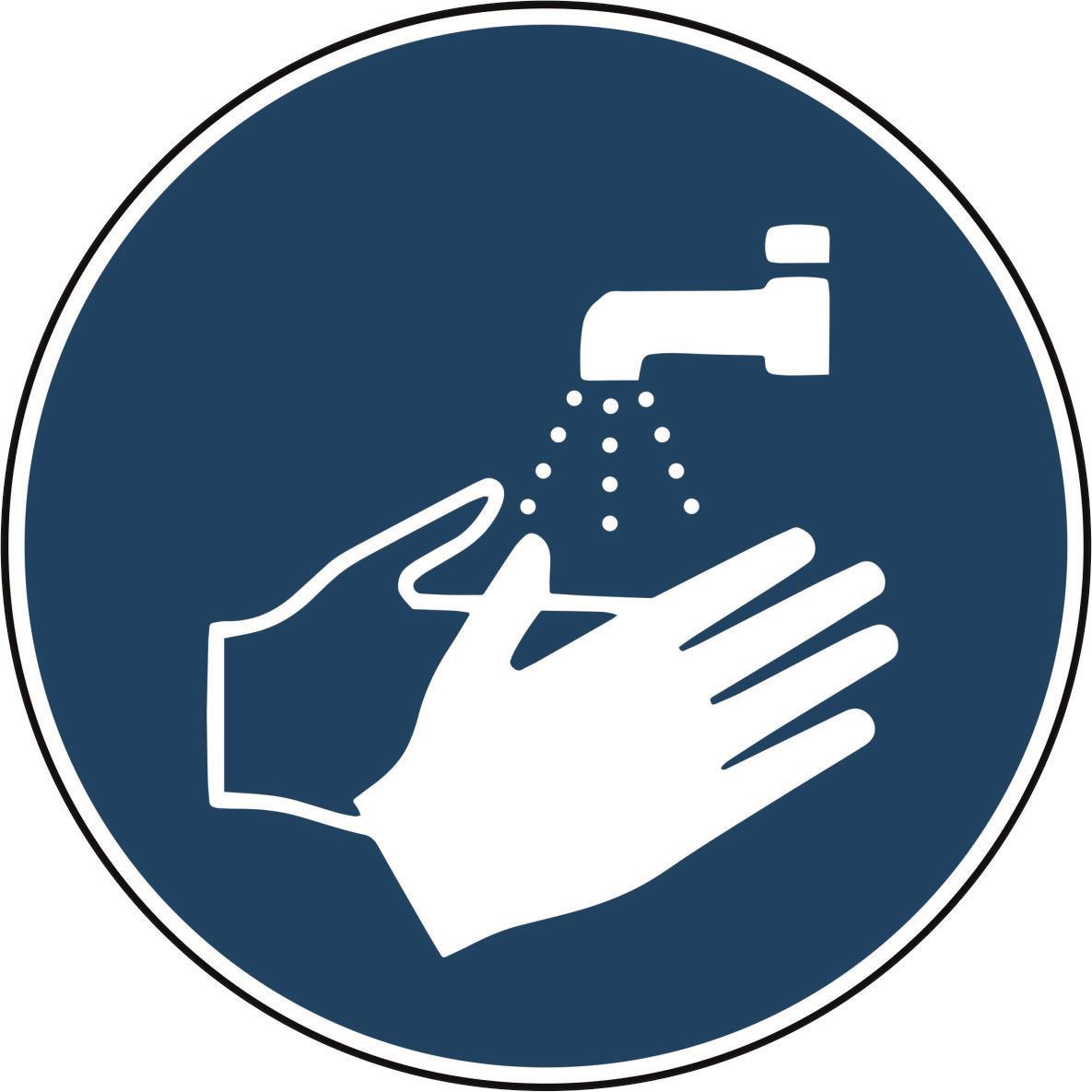 Aufkleber  Hinweis Hände waschen Durchmessr 200 mm - 1 m