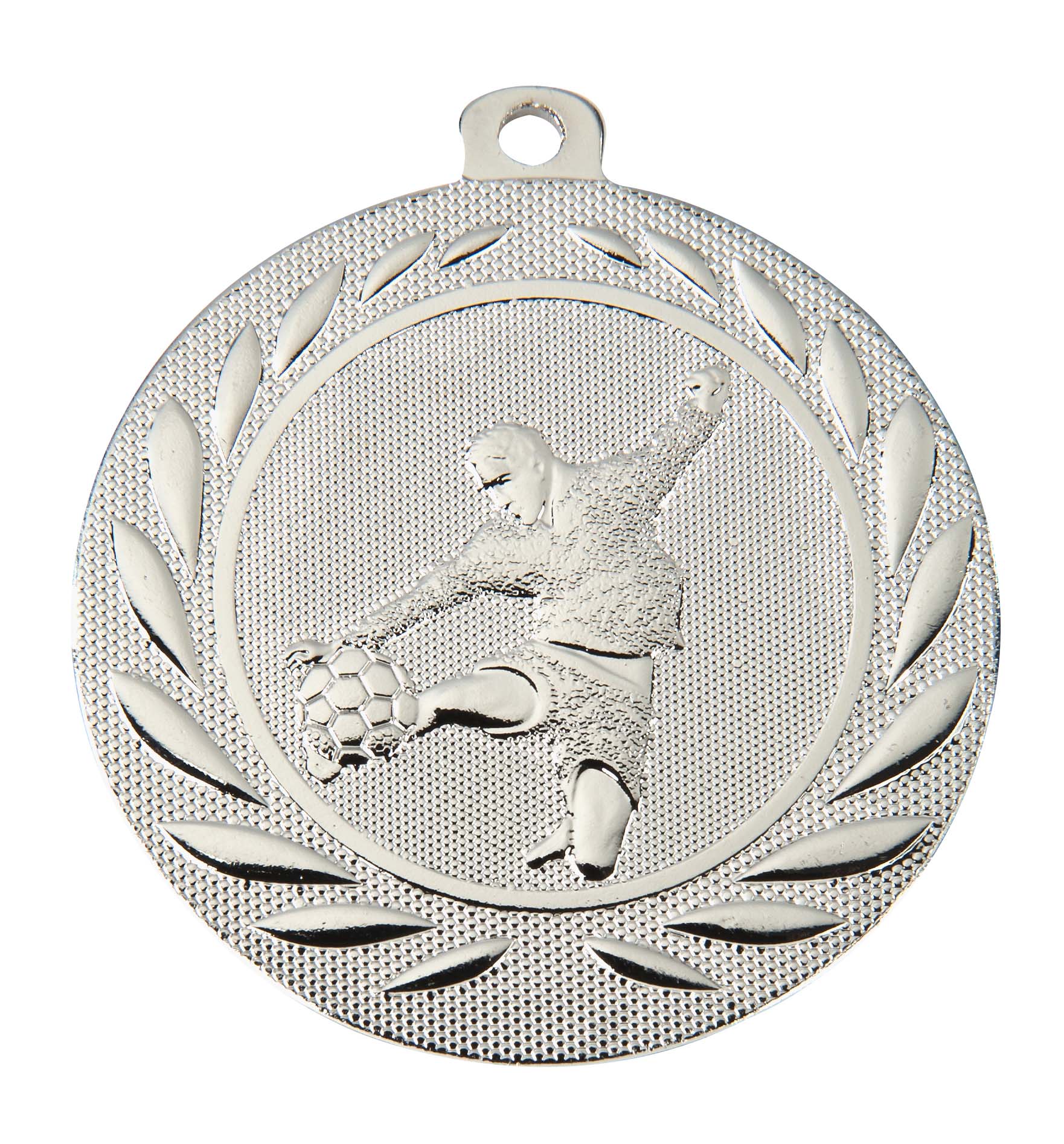 Fußball Medaille DI5000C inkl. Band u. Beschriftung  Silber Fertig montiert gegen Aufpreis