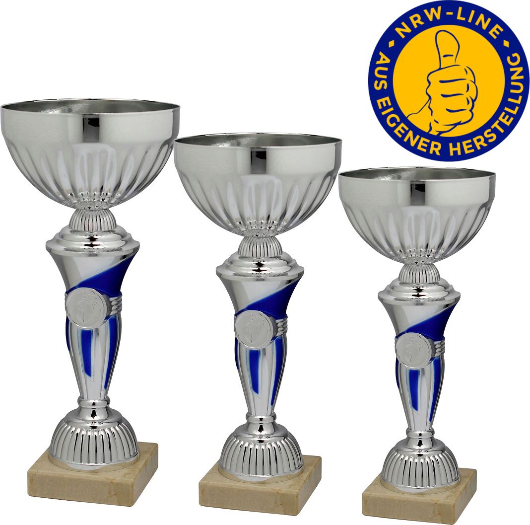 3er-Serie Pokale NRW Line P900-BS inkl. Gravur und Emblem Mini 22,5/23,5 und 25,5cm