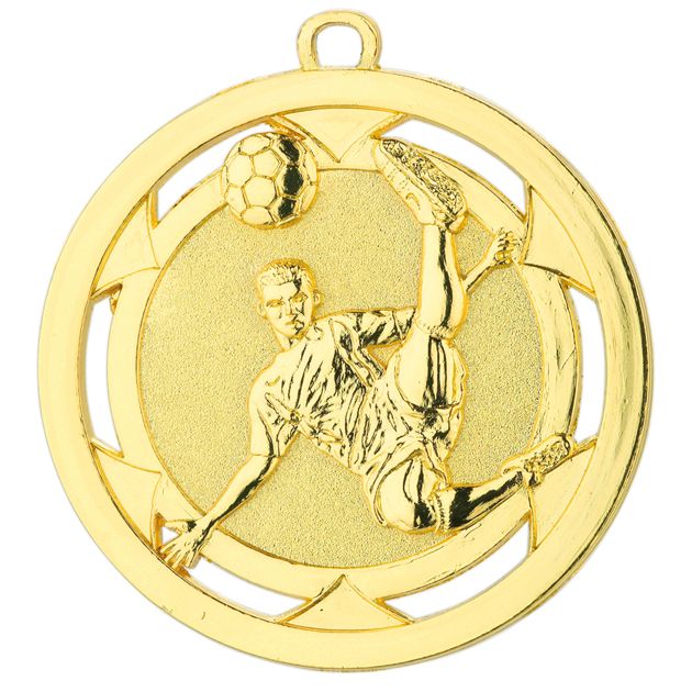 Fußball-Medaille D4A inkl. Band und Beschriftung Gold Fertig montiert gegen Aufpreis
