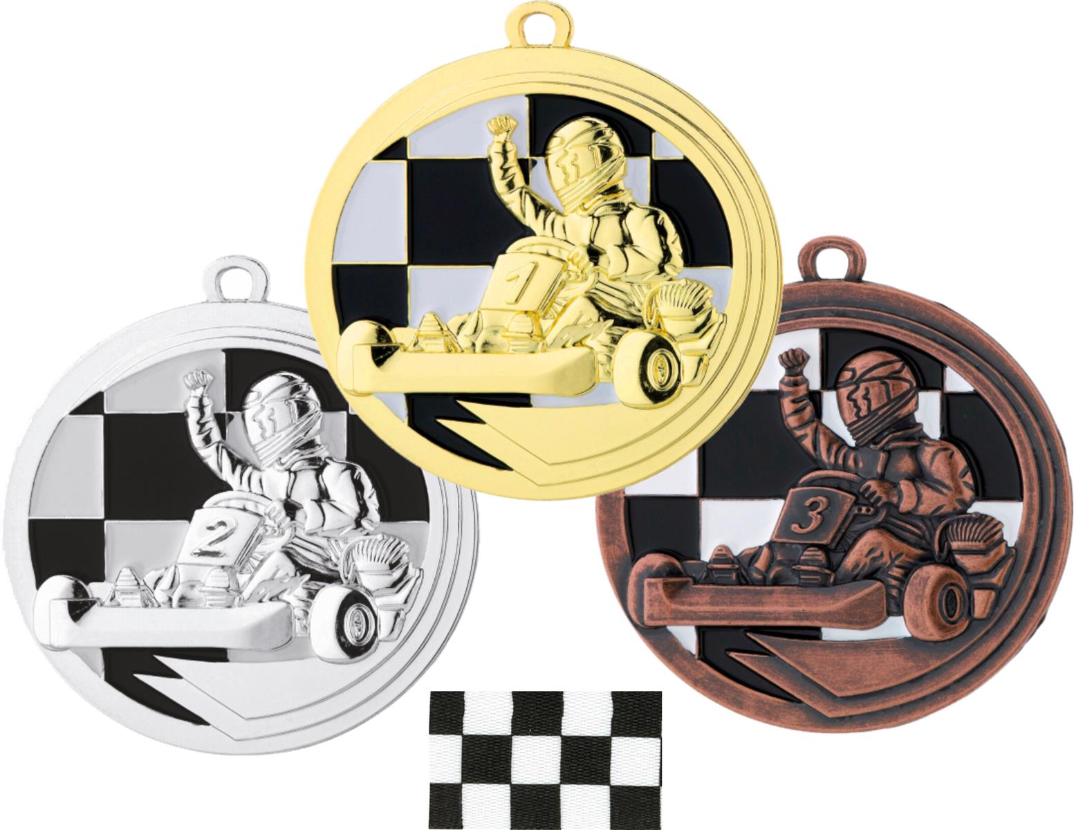 Medaille Kart  D39 inkl. Band und Beschriftung Bronze Unmontiert