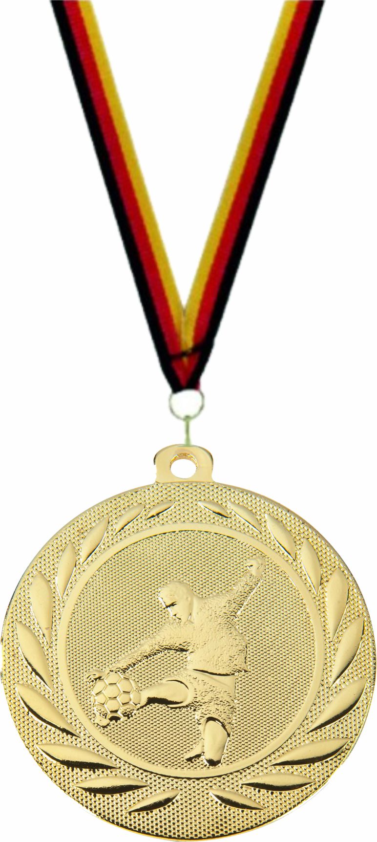 Fußball Medaille DI5000C inkl. Band u. Beschriftung  Gold Fertig montiert gegen Aufpreis