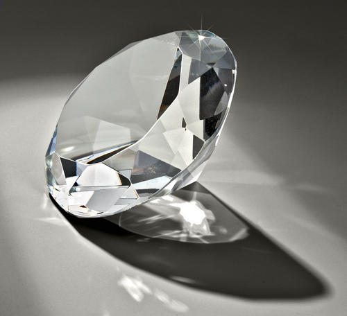 Glas-Diamant-Trophäe Weiß inkl. Emblem und Gravur 19 cm