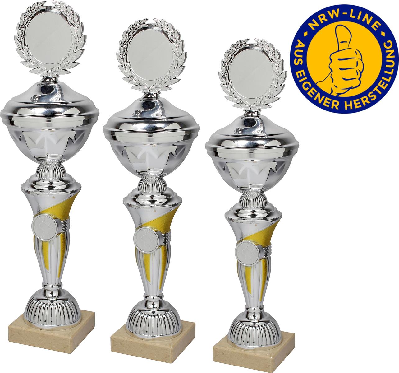 3er-Serie Pokale NRW Line P800-SG inkl. Gravur und Emblem Maxi 40/41 und 42cm