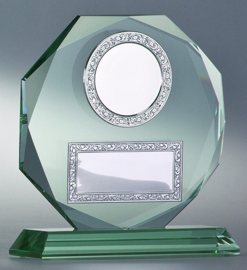 Jade-Glas-Trophäe Achteck 17,5 cm