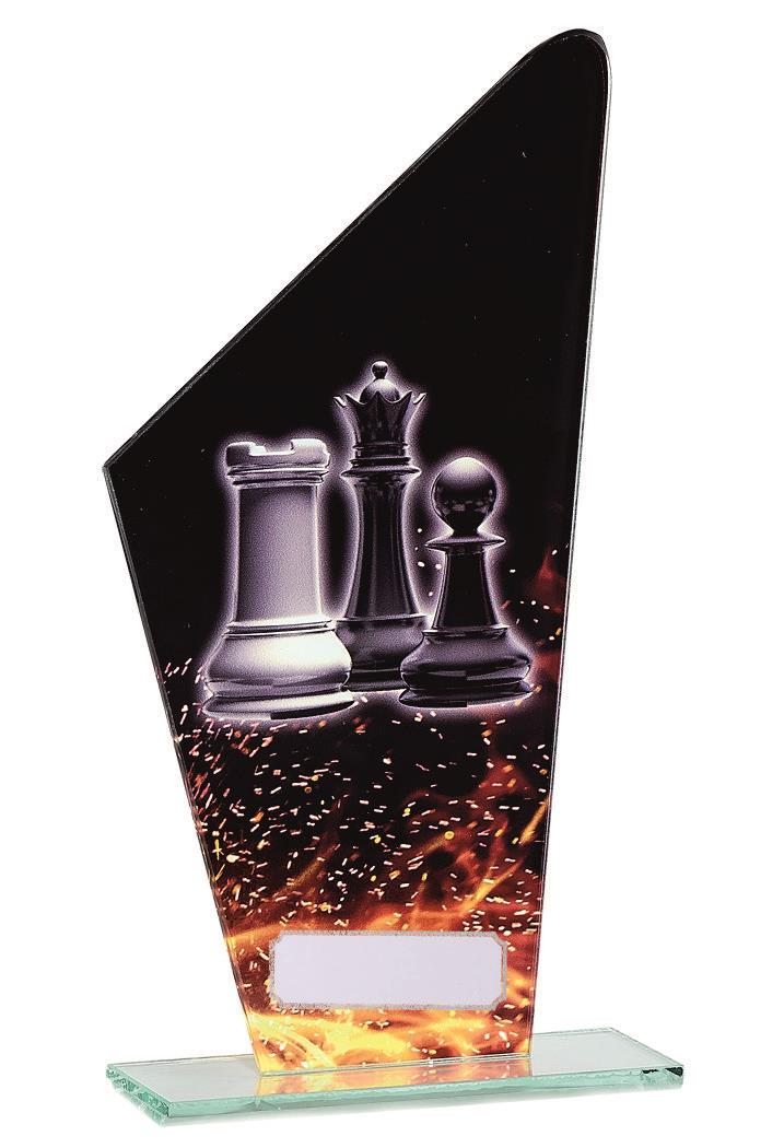 Glastrophäe "Schach"  in Vollfarbe inkl. Gravur