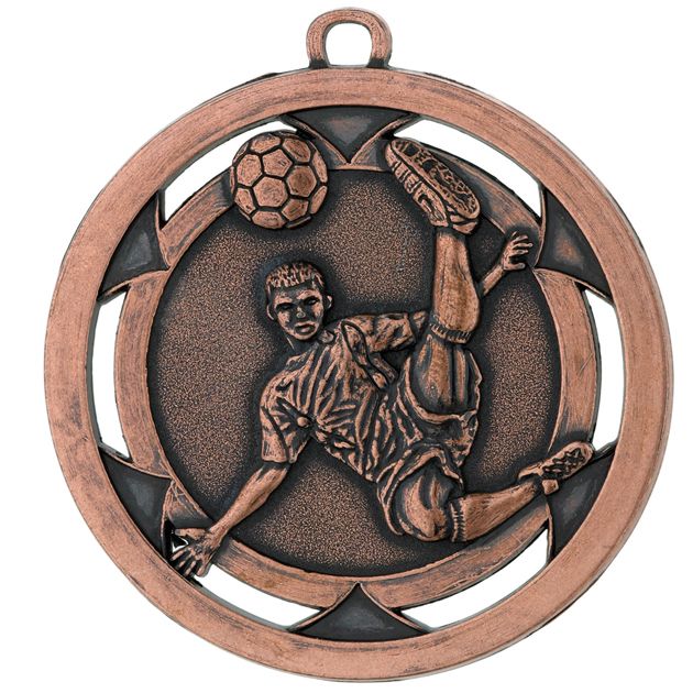 Fußball-Medaille D4A inkl. Band und Beschriftung Bronze Unmontiert