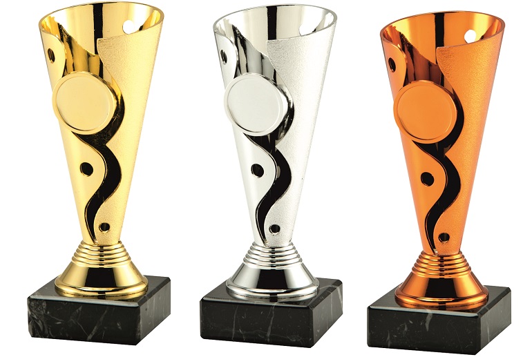 3er Serie Pokal SET.347- Gold-Silber-Bronze inkl. Gravur und Emblem