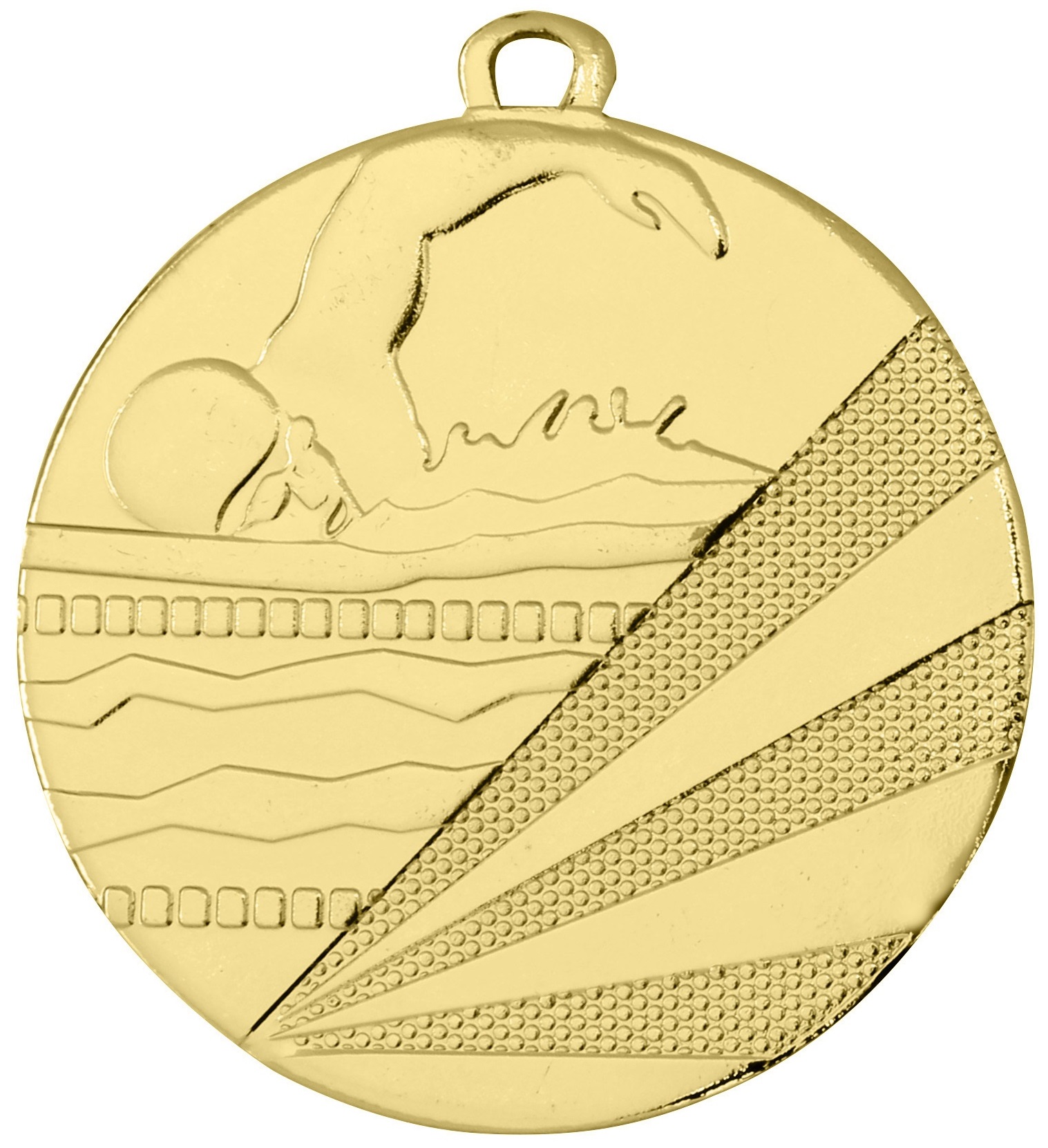 Schwimm-Medaille D112C inkl. Band u. Beschriftung Gold Fertig montiert gegen Aufpreis