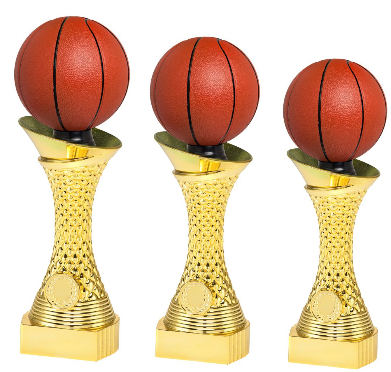Basketball-Pokal X101-P505 inkl. Gravur 3er Serie 24,5, 27 und 29,5 cm