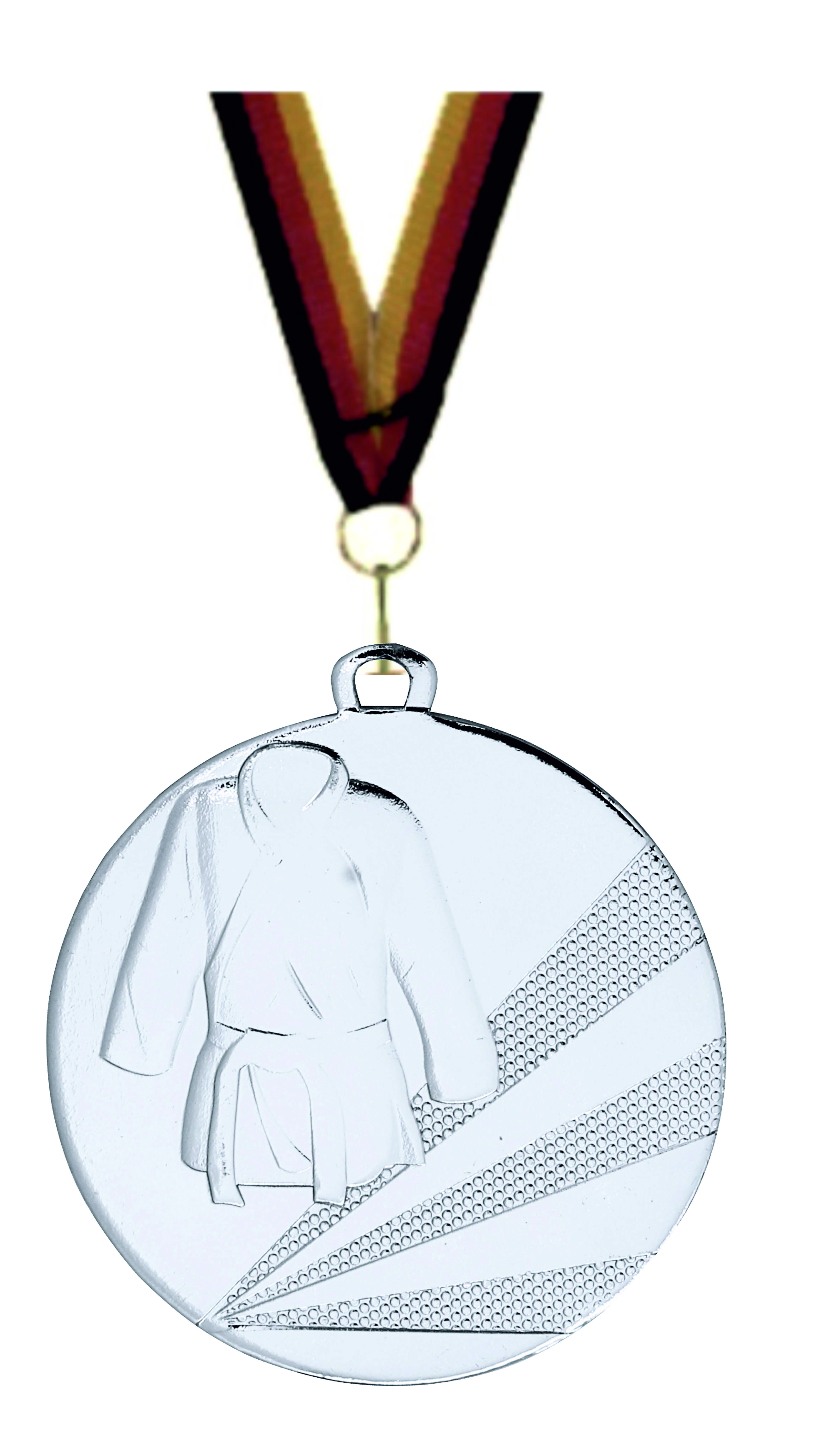 Judo-Kampfsport-Medaille D112D inkl. Band u. Beschriftung Silber Fertig montiert gegen Aufpreis