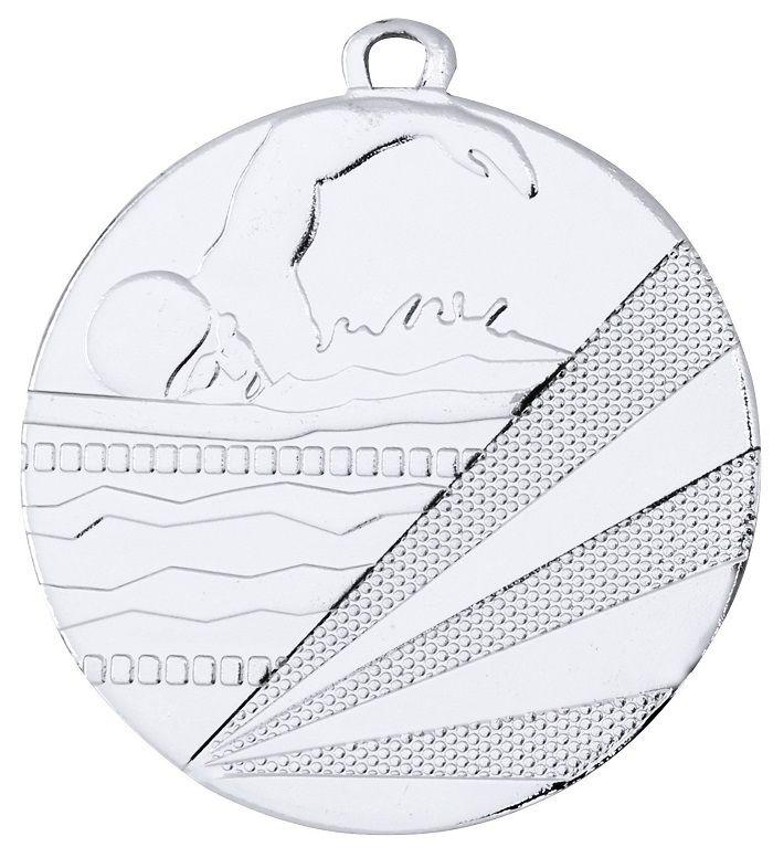 Schwimm-Medaille D112C inkl. Band und Beschriftung Silber Unmontiert