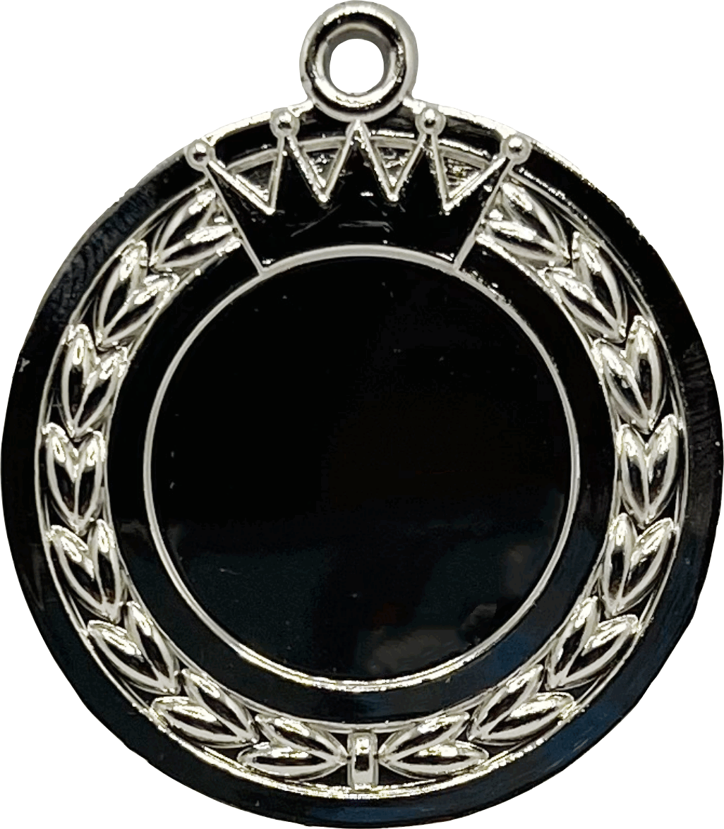 Medaille "Krone" in der Farbe Silber inkl. Band u. Emblem