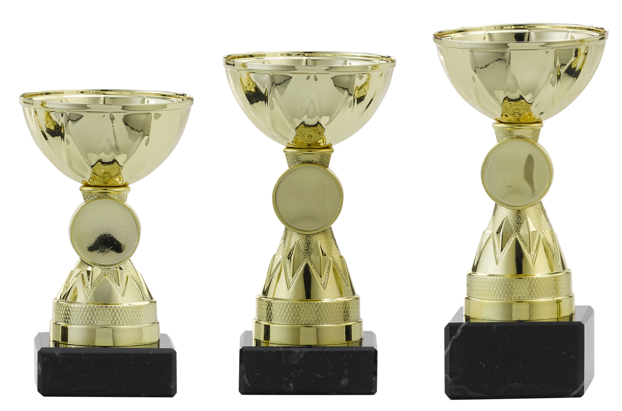 Pokal S1212 inkl. Gravur und Emblem 3er Serie je Höhe ein Pokal