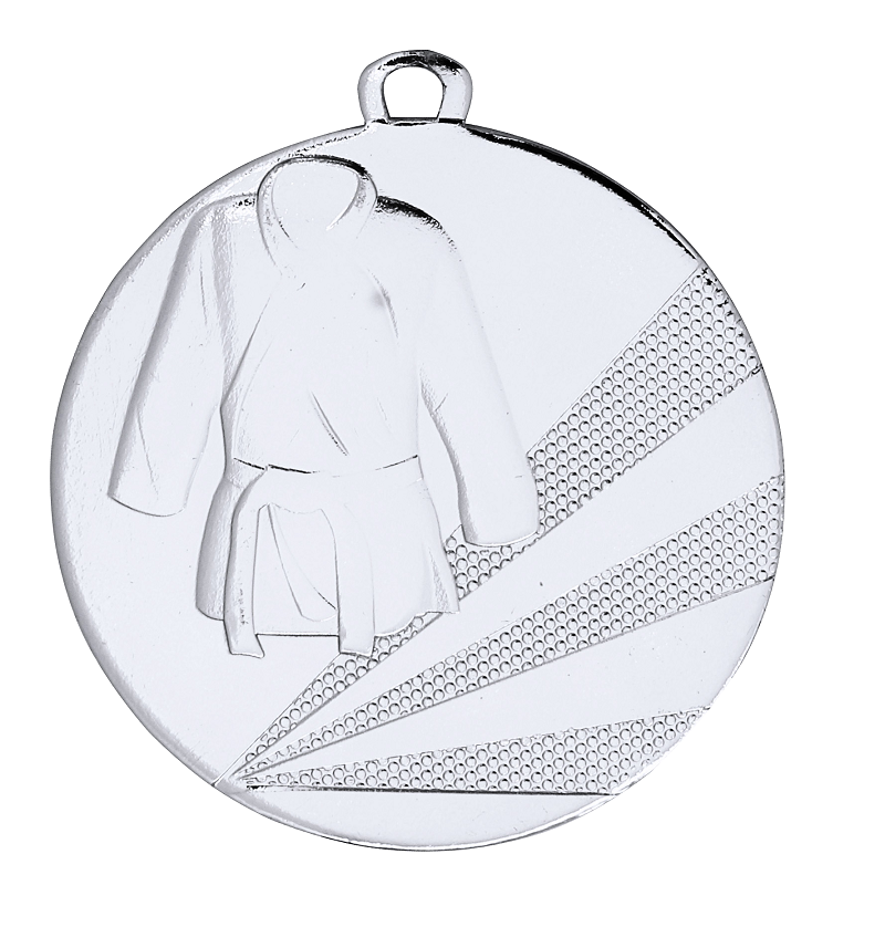 Judo-Kampfsport-Medaille D112D inkl. Band u. Beschriftung Silber Unmontiert