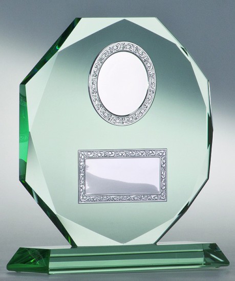 Jade-Glas-Trophäe Achteck 20 cm