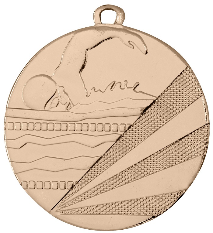 Schwimm-Medaille D112C inkl. Band und Beschriftung Bronze Unmontiert