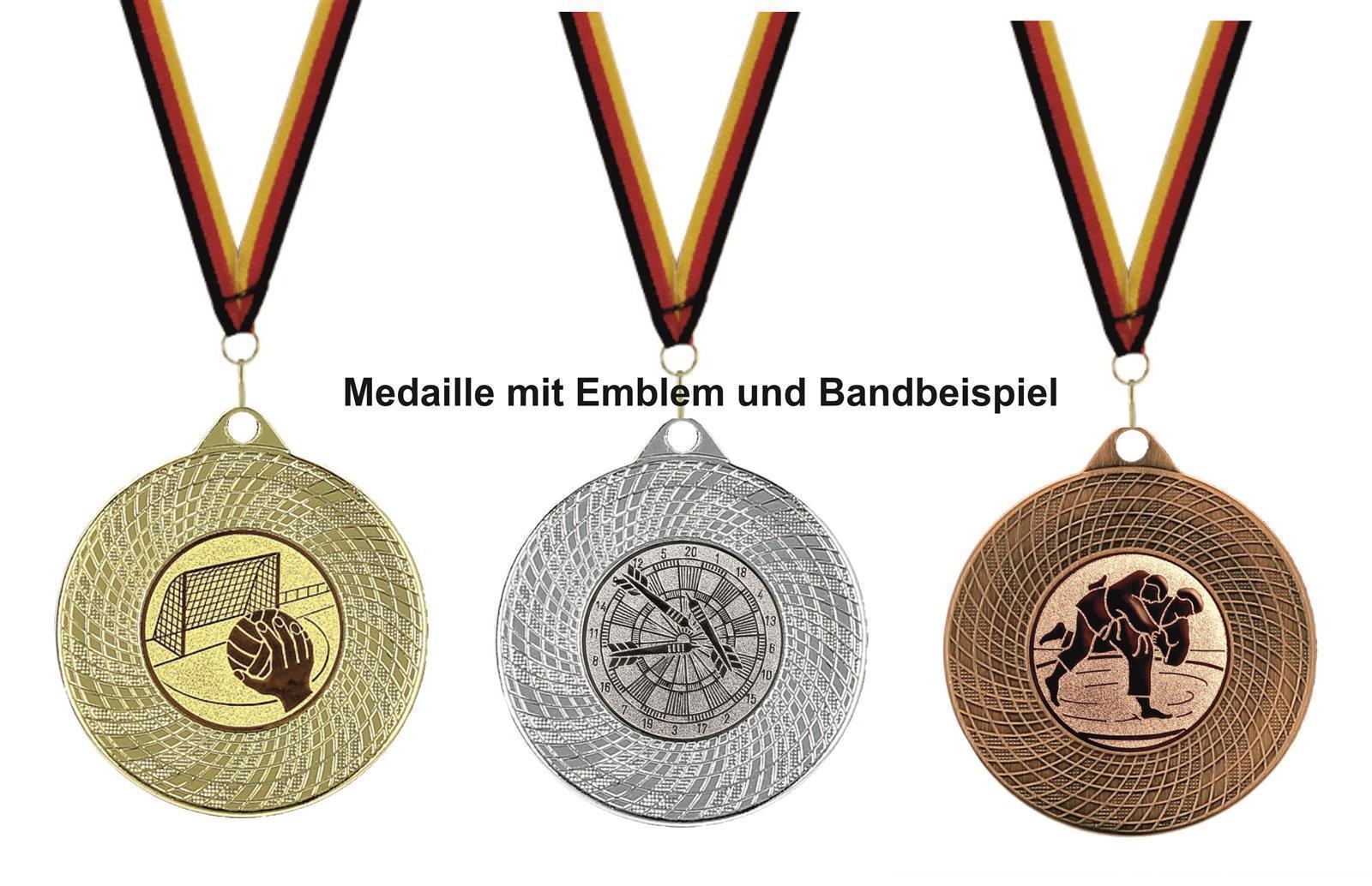Medaille IM00259 inkl. Beschriftung, Emblem u. Band Silber Fertig montiert gegen Aufpreis