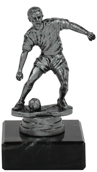 Fußballfigur "Spieler 3D" 11 cm inkl. Beschriftung Antik Silber
