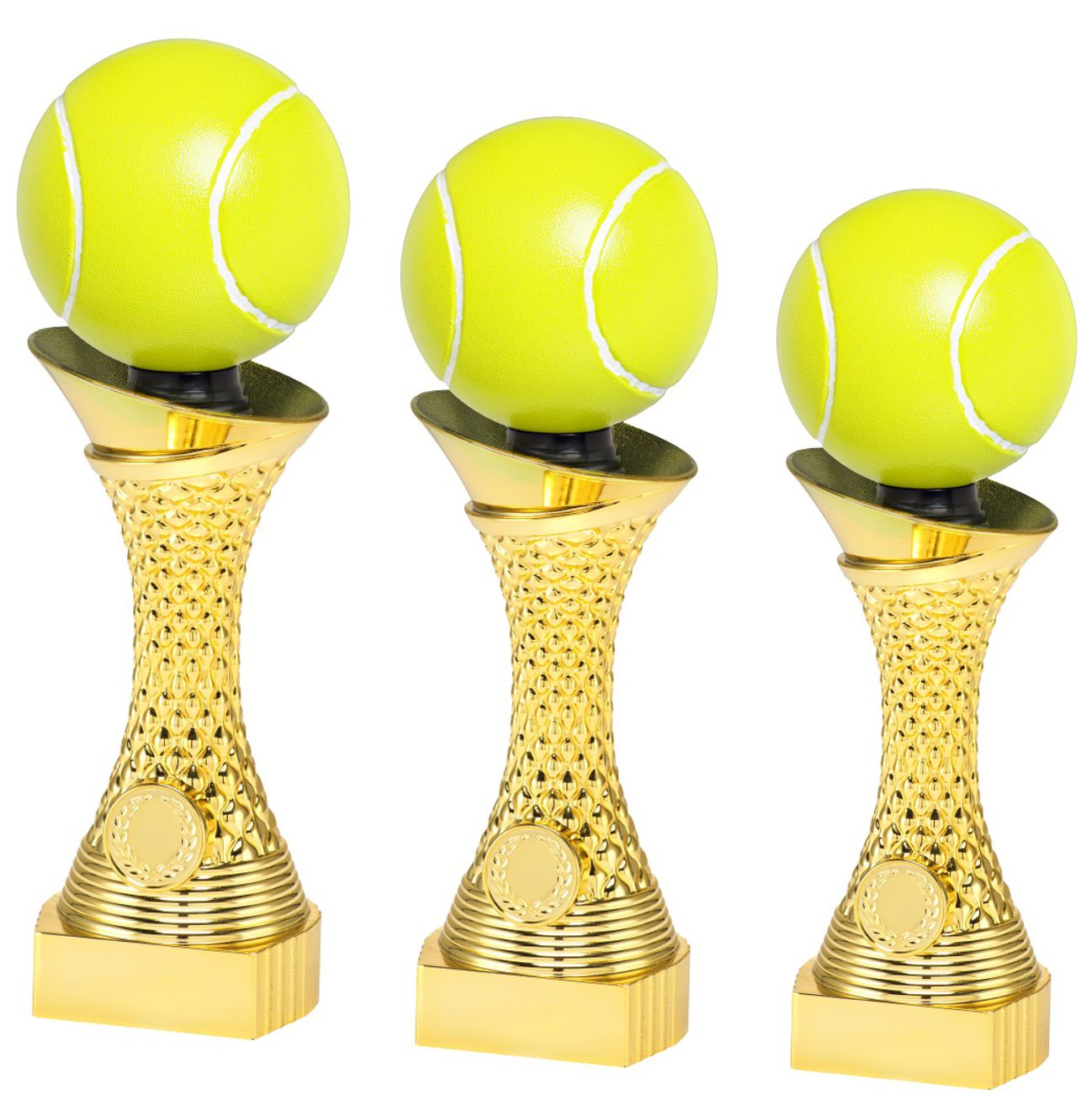 Tennis-Pokal X101-P502 inkl. Gravur 3er Serie 24,5, 27 und 29,5 cm